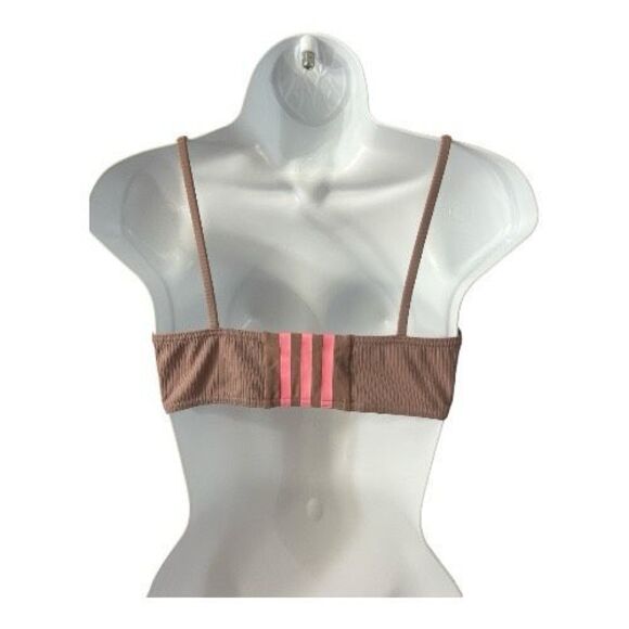 Adidas Iconisea Ribbed Lilac/Pink Bikini Top Size M Medium Support Pull-On - Picture 2 of 11